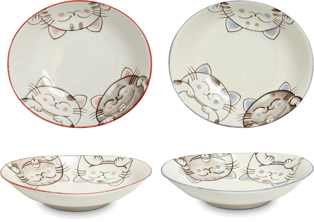 Three Cats Plate Oval Blue 19x22,5 cm | H4 cm