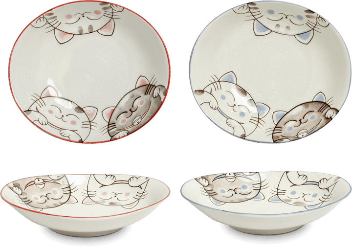 Three Cats Plate Oval Blue 19x22,5 cm | H4 cm