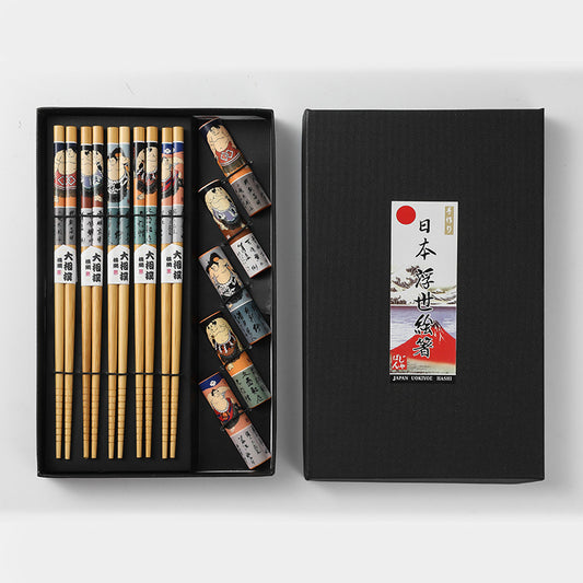 Nippon Chopsticks with wooden chopsticks holder (5 pairs Set Sumo)