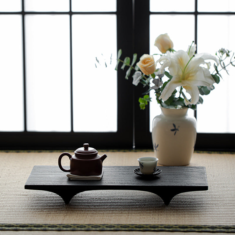 Japanese Wabi-Sabi Tatami  Tea Table / Charcoal Walnut