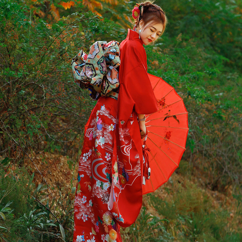 Japanese Kimono Formal Woman Red Furisode