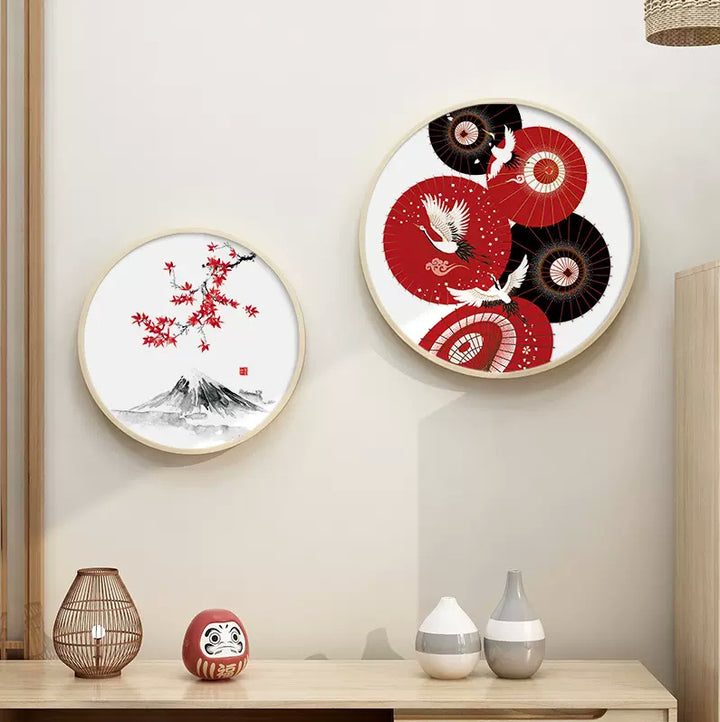 Japanese Famous Wall Art Umbrella Crane Sankaku 40*40cm