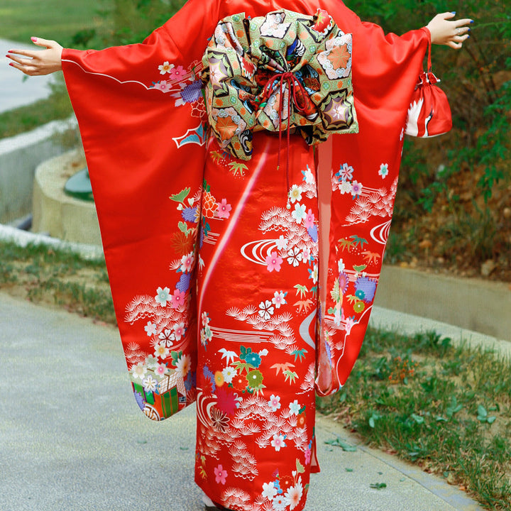 Japanese Kimono Formal Woman Red Furisode