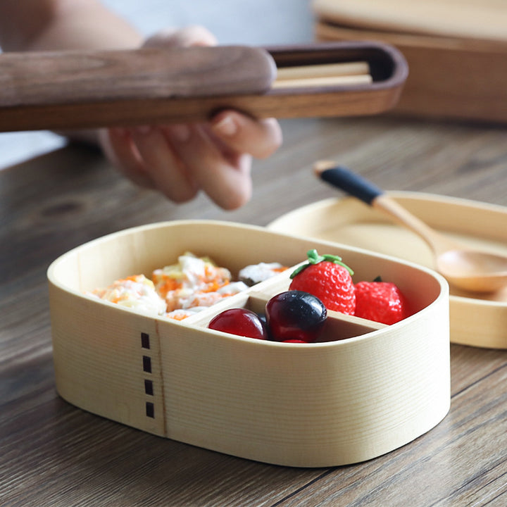 Nippon Oval light color Wooden Bento Box single layer 800ml