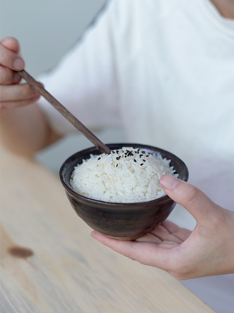 Nippon Toki Handmade Rice / Ramen bowl Tedzukuri Black (kuro 11.5*6.2cm)