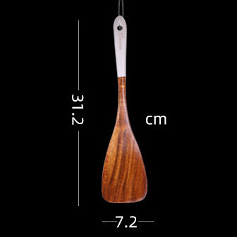 Teak Beaded Handle Kitchenware Wooden Spatula 31.2*7.2cm