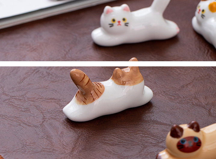 Nippon Chopstick Holder Lying Cats 4pcs
