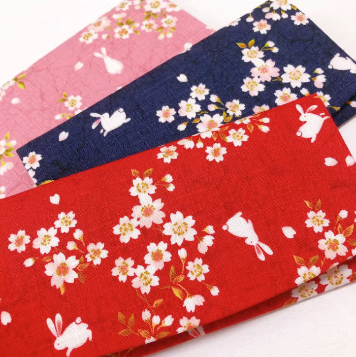 Sakura Rabbit Japanese Flip Wallet Red 18*9cm