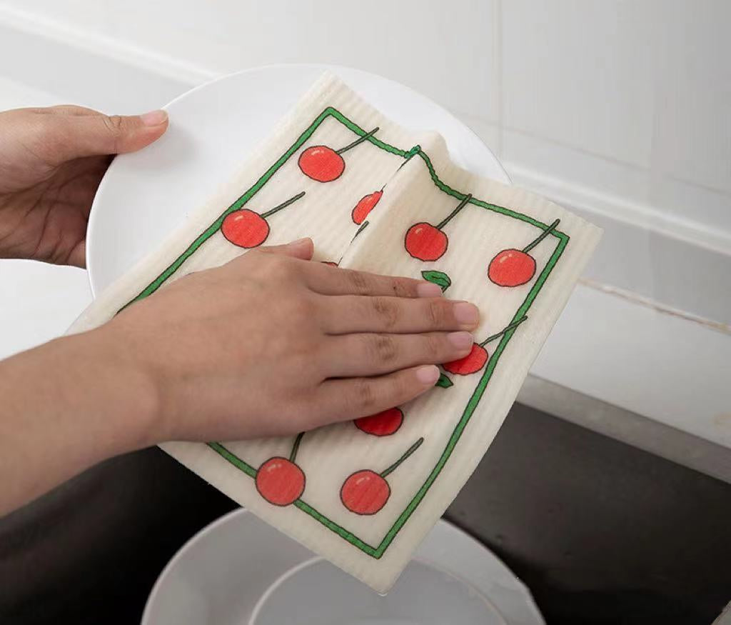 Nippon Wood Pulp Cotton Wipes Kitchen Washable Dishcloths 4pcs Set A