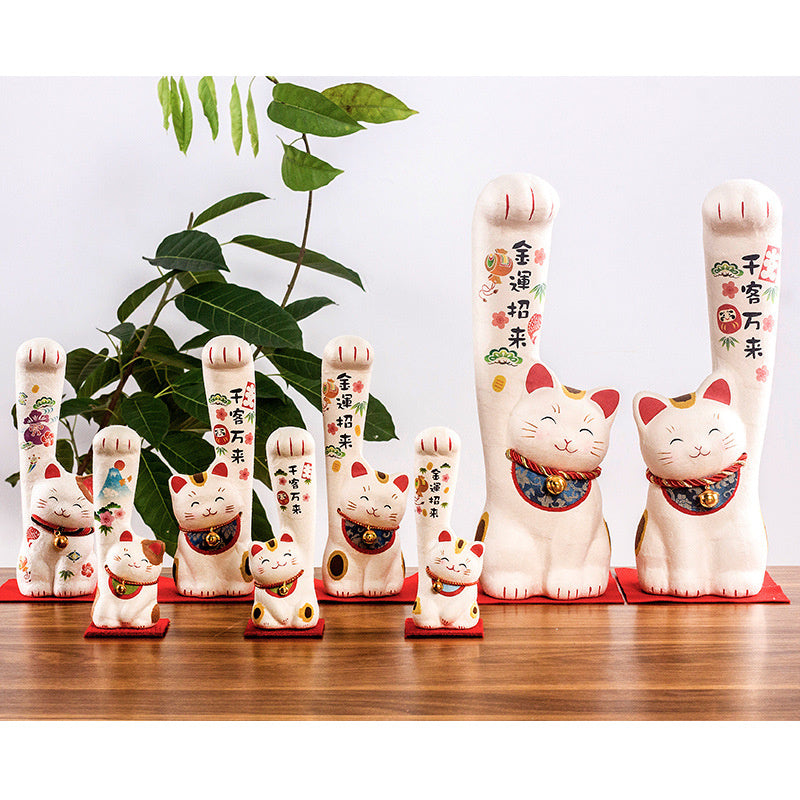 Kyoto paper mâché Washi Long-handed Lucky Cat Ornament Golden Fortune Large 29cm