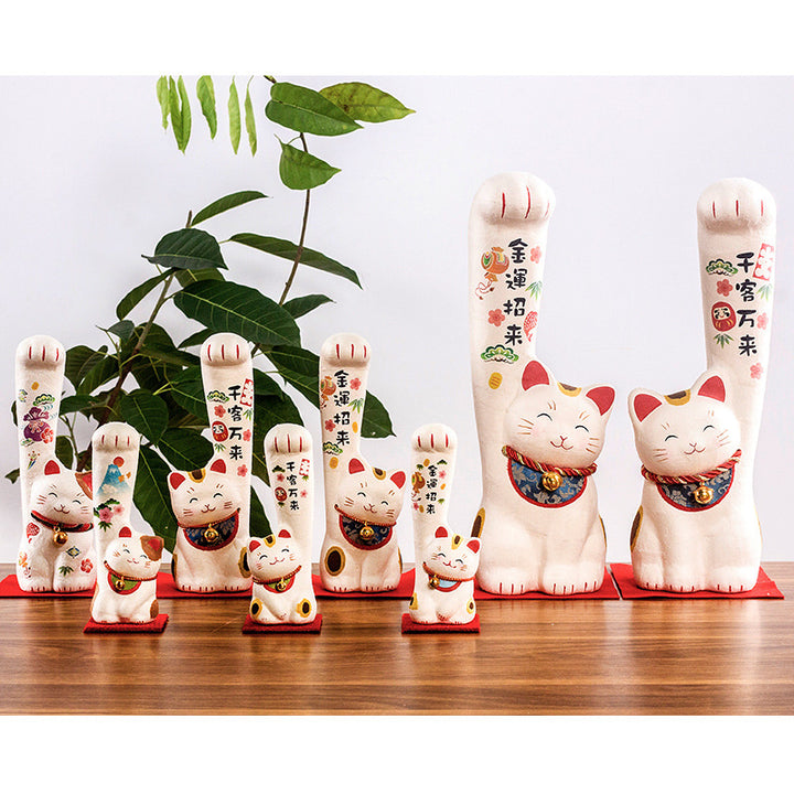 Kyoto paper mâché Washi Long-handed Lucky Cat Ornament Golden Fortune Large 29cm