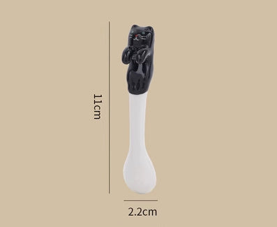 Hangable Ceramic Coffee Spoon Kuro Neko (Black Cat 11*2*3cm)