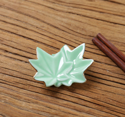 Nippon Chopstick Holder (Mint Green Maple Leaves Kaede no ha 6ps)