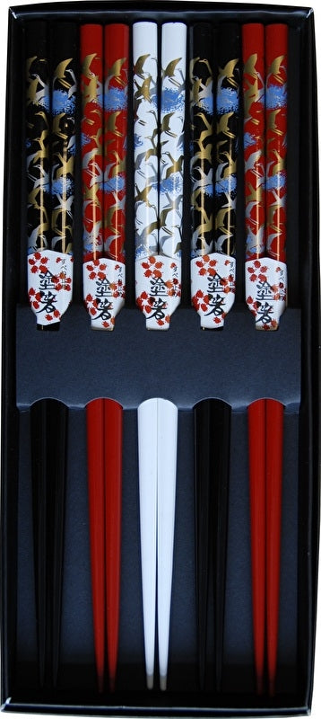 Chopsticks Bamboo lacquered cranes 24cm