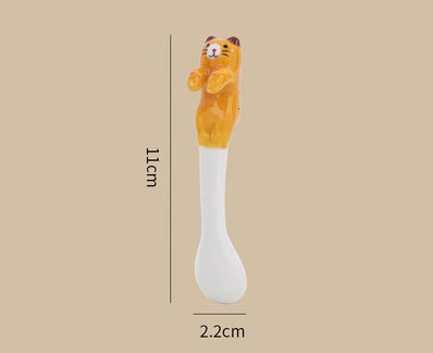 Hangable Ceramic Coffee Spoon Kiiro Neko (Yellow Cat 11*2*3cm)