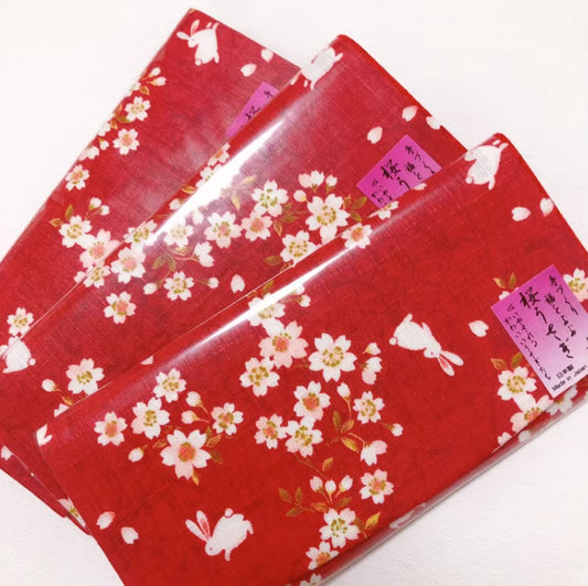 Sakura Rabbit Japanese Flip Wallet Red 18*9cm