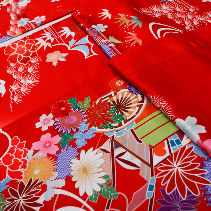 Japanese Kimono Formal Woman Red Furisode