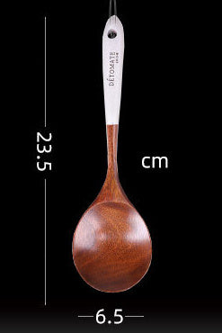 Teak Beaded Handle Kitchenware Wooden Seasoning Spoon 23.5*6.5cm