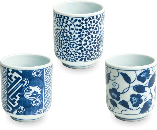 Hon Japanese Tea cup Old blue Ø6,5 cm | H7,5 cm (3 pcs)