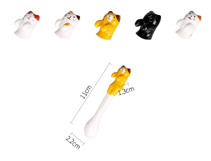 Hangable Ceramic Coffee Spoon Kiiro Neko (Yellow Cat 11*2*3cm)