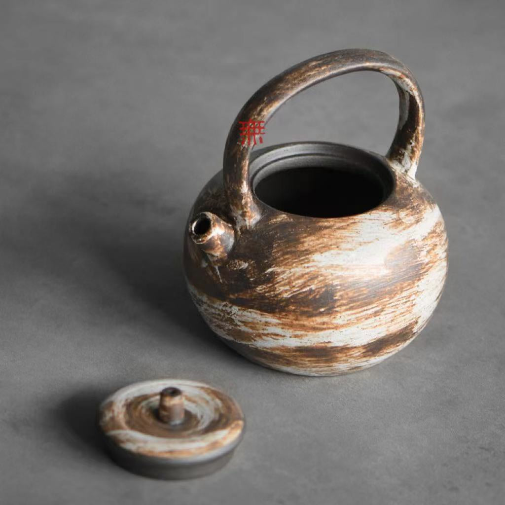 Nippon Toki Handmade Tea Pot Tedzukuri Uwade no kyusu Tipotto Ushirode no kyusu White (shiro 9*7.5*11.5cm 150ml)