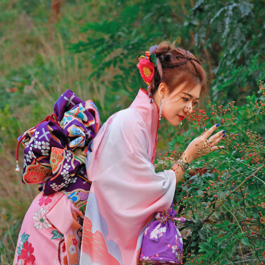 Japanese Kimono Formal Woman Pink Furisode