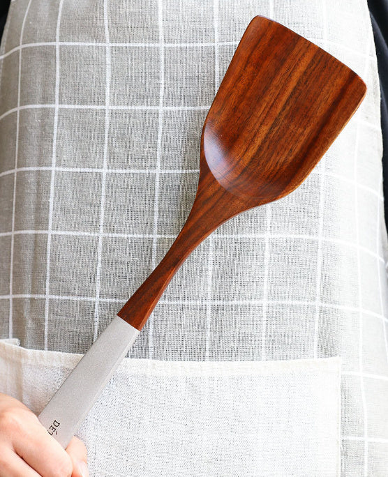 Teak Beaded Handle Kitchenware Wooden Spatula 33.5*8cm