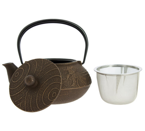 Kingyo Iwachu Teapot Gold Fish Brown 650 ml