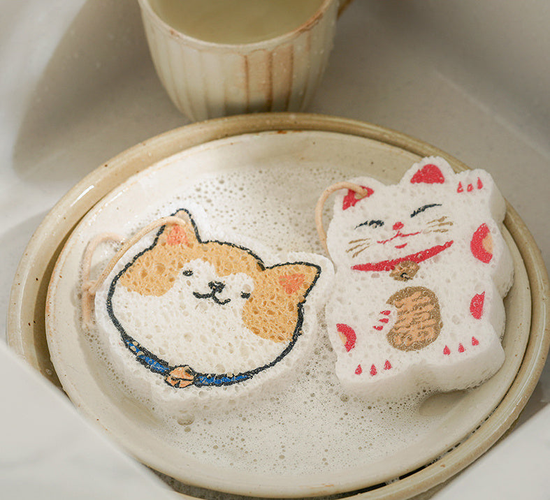 Nippon Wood Pulp Cotton Dish Sponge (Shiba Inu Dog)