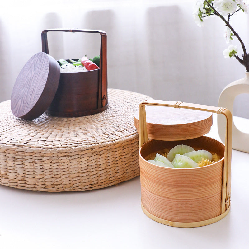 New Oriental Carrying Basket Double Layers Bento Box (light color/small) 1300ml