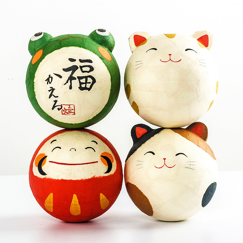 Kyoto paper mâché Washi Tumbler Roly-poly Bell Ornament Tricolor Cat