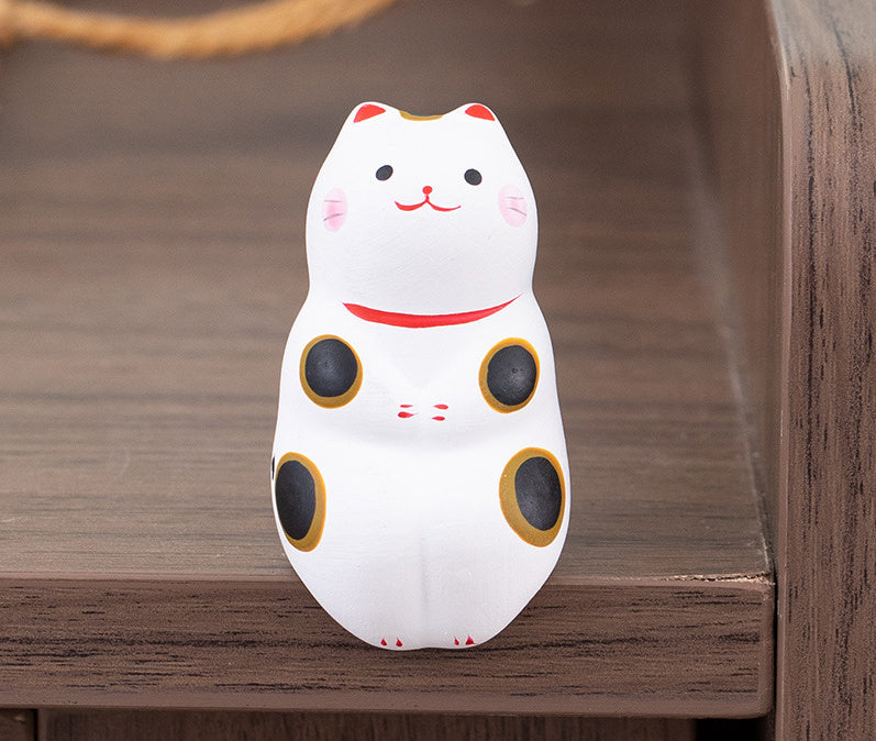 Ceramic Ornament Spotted White Cat Shiro 3*3*6cm