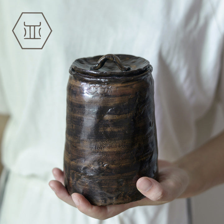 Nippon Toki Handmade Tea Storage Tank Tedzukuri Tipotto Black (kuro large)