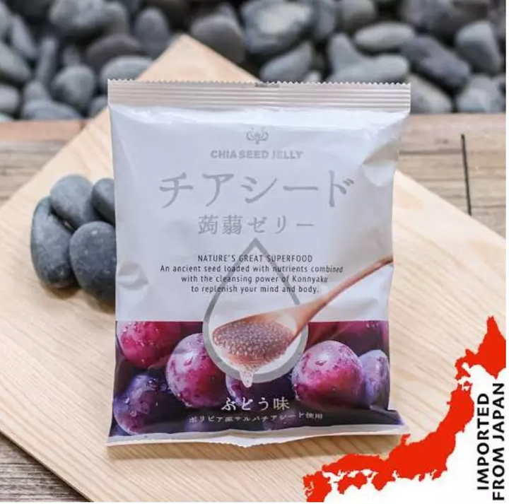 Wakasho Chia Seed Jelly PEACH Konnyaku Anggur 175 Gram