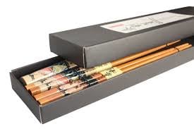 Chopsticks bamboo lacquered Ladies 2 pairs with holder