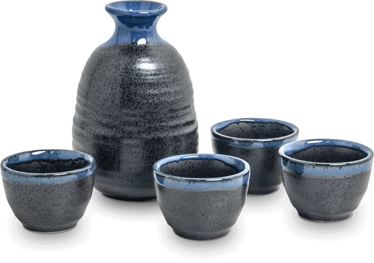 Sake set Japanese dark 5 pcs