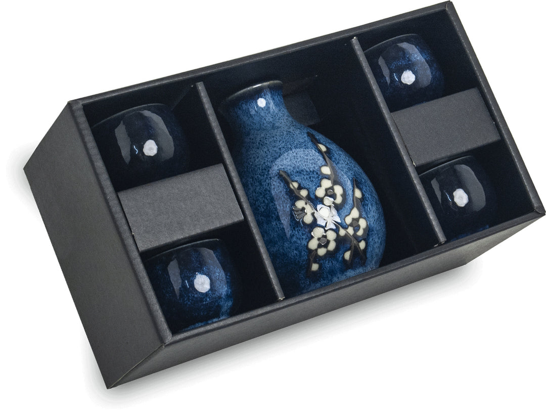 Japan Sake Set Hana blue 5pcs