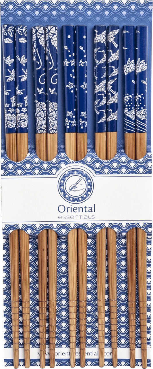 Chopstick set Blue patterns 22.5 cm 5 pr