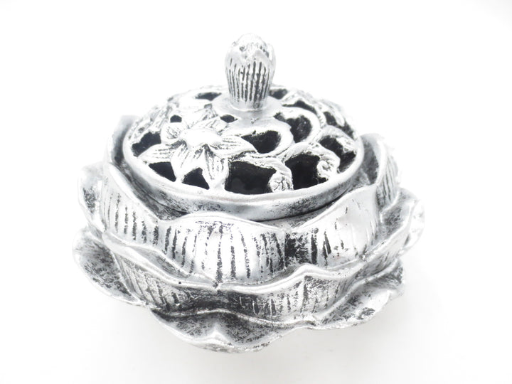 Incense Lotus Cone Burner Silver 11cm x 7cm