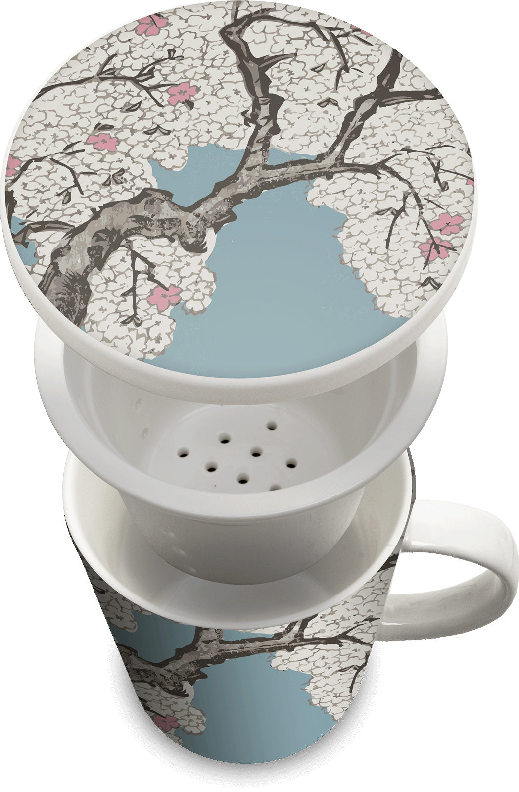 Tea cup with filter - Cherry Blossom white Ø9.5 cm | H11 cm