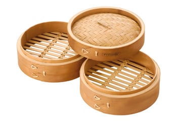 Bamboo steamer basket two baskets with lid Ø25 cm