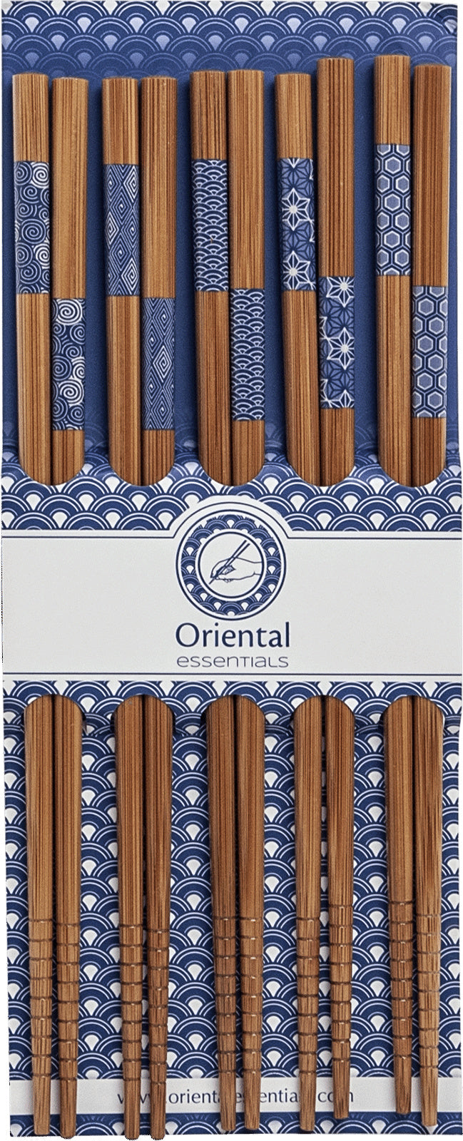 Chopstick set Blue patterns 22.5 cm 5 pr