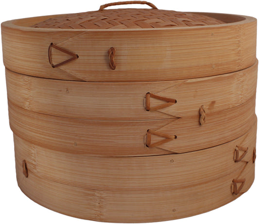 Bamboo steamer basket two baskets with lid Ø25 cm