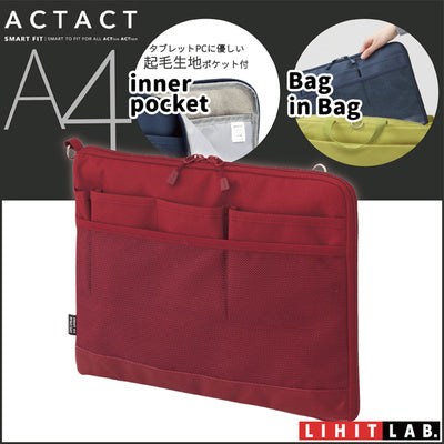 LIHIT LAB Japan Smart Fit Bag in Bag A4 Red