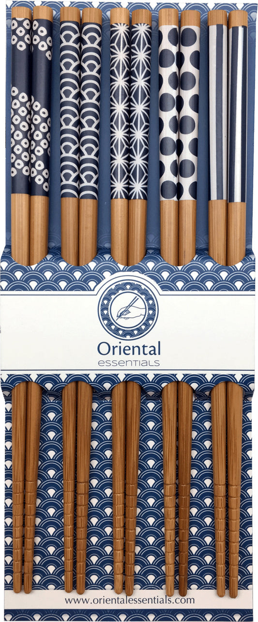 Chopsticks Bamboo Blue Retro Patterns